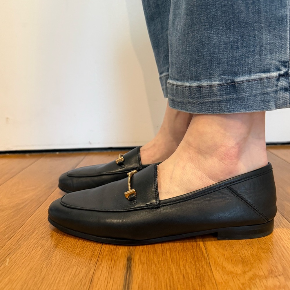 Sam Edelman Black Leather Loafers with Gold Bit - Picture 3 of 5